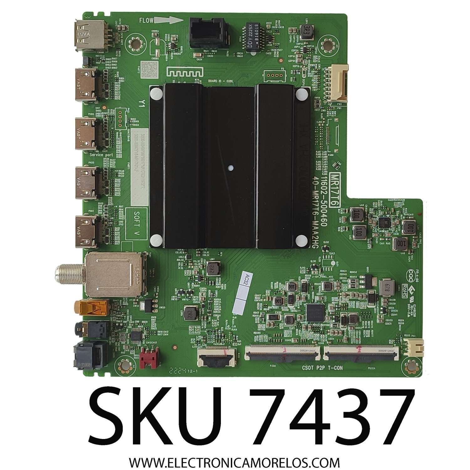 MAIN PARA TV TCL 4K·UHD·HDR ((ROKU TV)) / NUMERO DE PARTE 30800-000499 / 30801-000475 / 40-MR17T6-MAA2HG / V8-MR17K01-LF / GTC011975I / PANEL LVU500NDEL / DISPLAY V500DJ7-QE1 REV.D5 / MODELOS 50S451 / 50S455 / 50G31